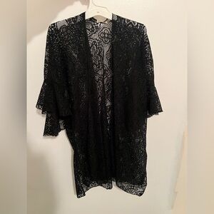 Mudd Black Lace Kimono Top